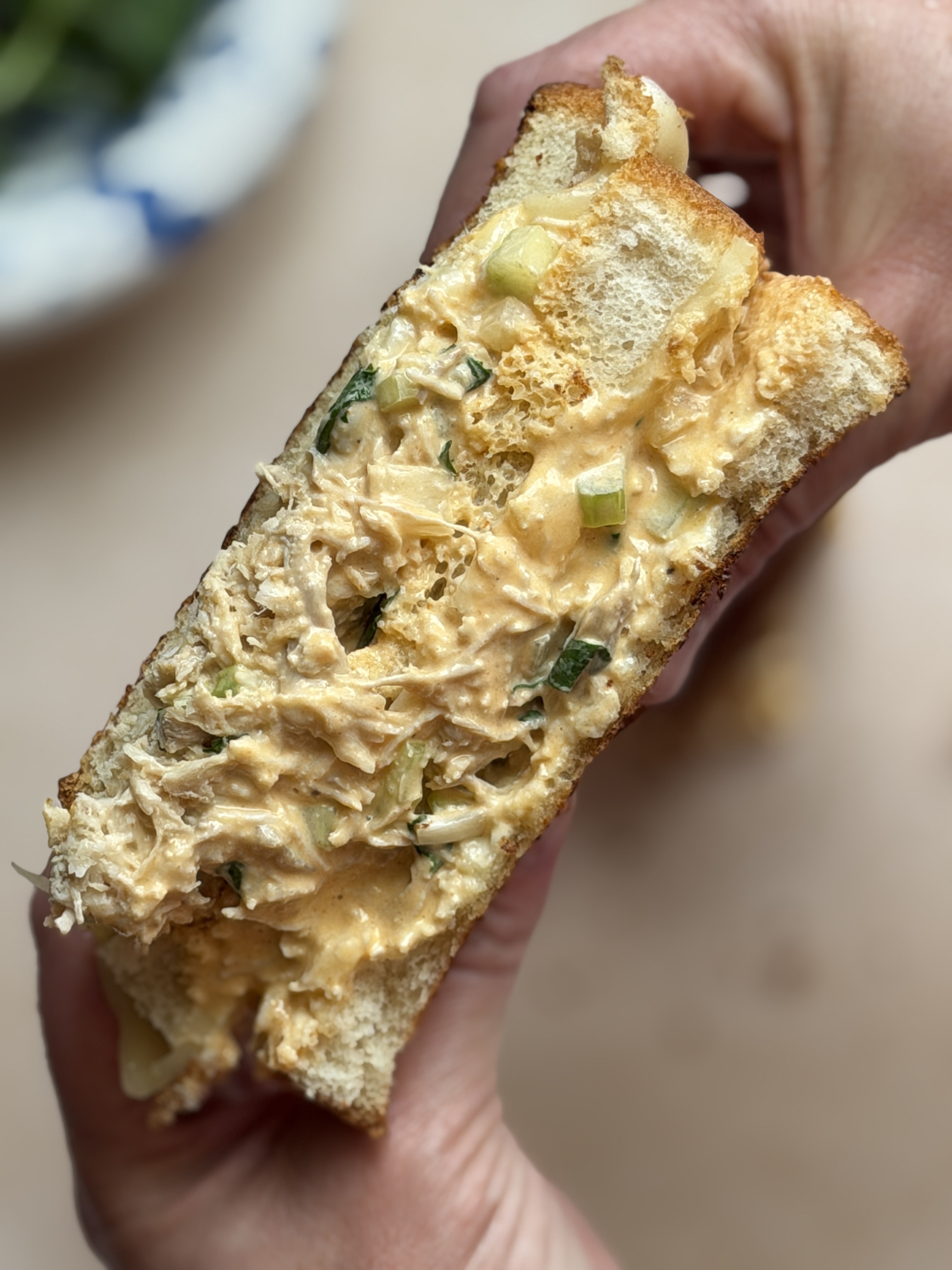 Buffalo chicken melt sandwich on sourdough